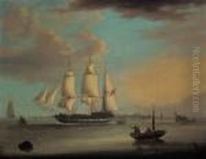 A Clipper Leaving London, With A View Of Greenwich Beyond