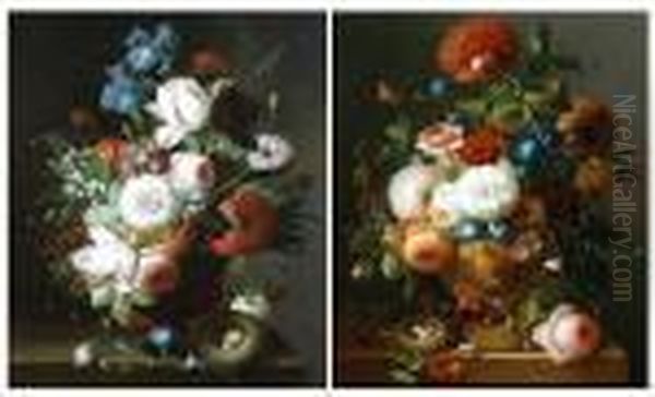 Flowerpiece, And Another Similar, Apair - view 1