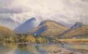 Fisherman In An Open Highland Landscape 'a W Weedon 1873' (lower Left) by Augustus Watford Weedon