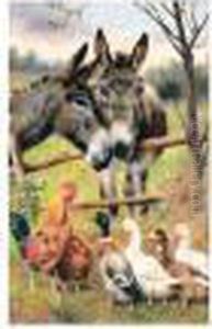Donkey And Ducks by Herbert William Weekes