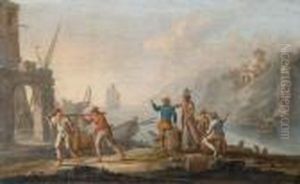 Nachfolge Sudlicher Seehafen Mit Handelsleuten by Jan Baptist Weenix