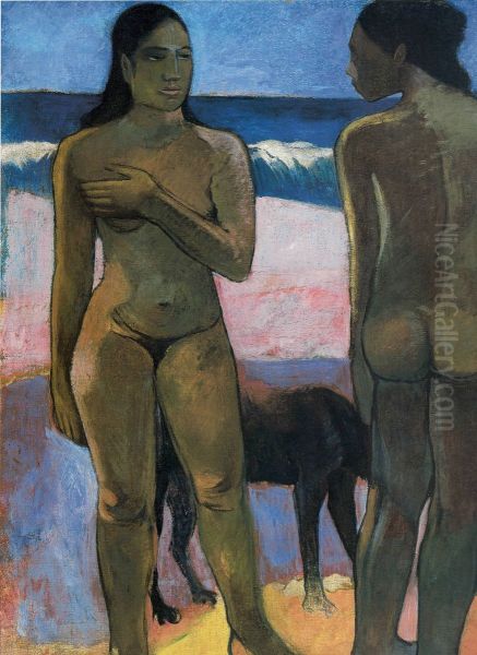 Two Nudes on a Tahitian Beach - view 1
