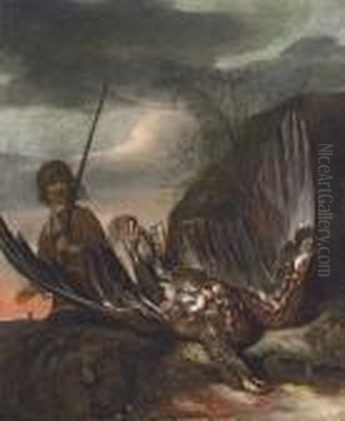A Fallen Eagle In A Mountainous Landscape, A Huntsman Beyond - view 1