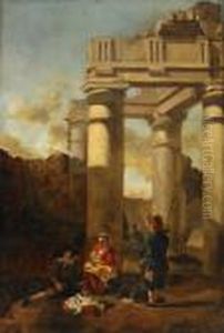 Rastande Sallskap Vid Ruin by Jan Baptist Weenix