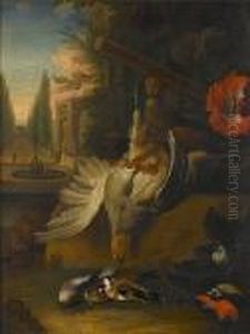 A Dead Partridge With Dead Songbirds With A View To A Park Landscape Beyond