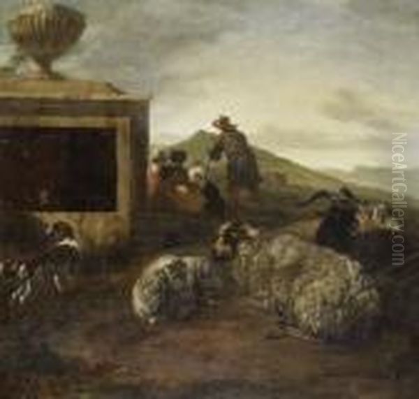 Sudliche Landschaft Mit Rastenden
Hirten Und Herde. - view 1