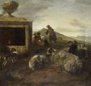 Sudliche Landschaft Mit Rastenden
Hirten Und Herde. by Jan Baptist Weenix