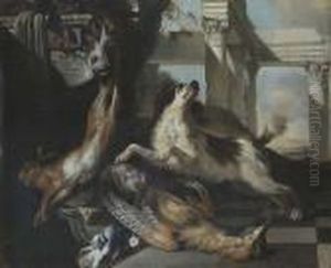 Uno Spaniel Presso Un Piccione,
Un Fagiano, Una Lepre Ed Altra Cacciagione Con Rovine Classiche Di
Ordine Composito Uno Spaniel Presso Un Piccione,
Un Fagiano, Una Lepre Ed Altra Cacciagione Con Rovine Classiche Di
Ordine Composito