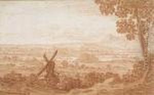 An Extensive Panoramic Landscape With A Windmill by Jan Baptist Weenix