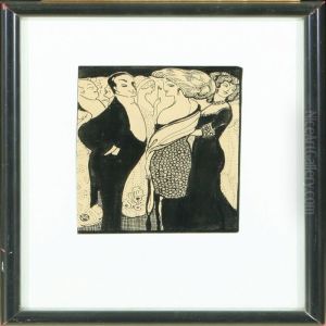 Elegantly Dressedpeople In Conversation by Gerda Wegener