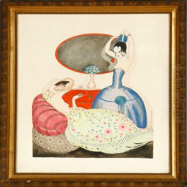 An Interior With Youngwoman Doing Their Hair - view 1