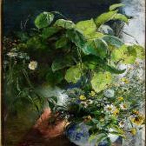 Still Life With Beech Branches And Flowers In A Vase - view 1