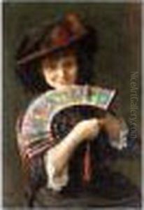 Portrait Of A Girl With A Fan by Bertha Wegmann