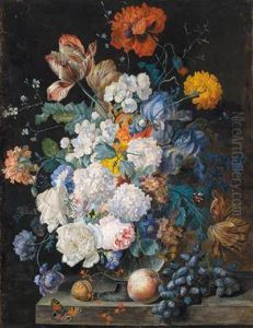 /attributed Grande Quadro Di Fiori Con Noce