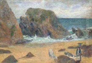 Vaches au bord de la mer by Paul Gauguin