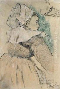 Bretonne de profil a droite by Paul Gauguin