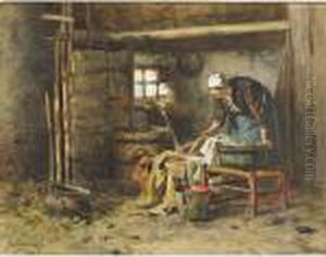 Washerwoman In A Cottage Interior