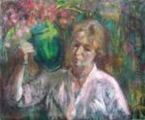 Femme A La Cruche De Fleurs by Abraham Weinbaum