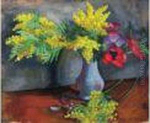 Bouquet De Mimosas Et Anemones by Abraham Weinbaum