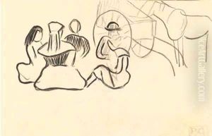 Groupe breton assis et carriole by Paul Gauguin