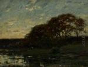 Cattle Near A Pool, Evening