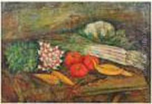Nature Morte A La Botte De Radis Et Aux Asperges by Leon Weissberg