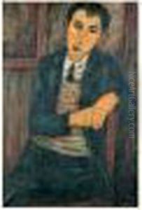 Portrait Du Peintre Haber Beron by Leon Weissberg
