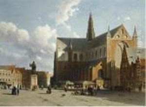 A View Of The Grote Markt With The Sint Bavo, Haarlem