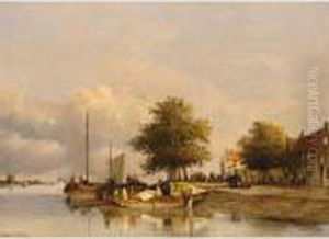 Townsfolk On A Quay In Wijk Bij Duurstede