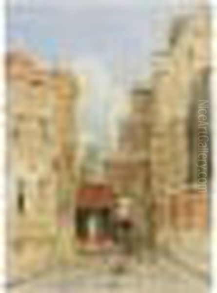 Town Scene With Figures In A Street - view 1
