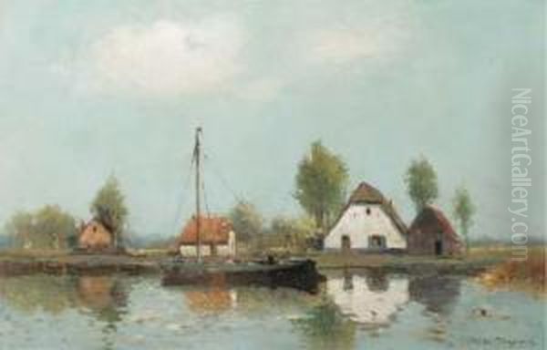 Farmhouses By The River On A Clear Day - view 1