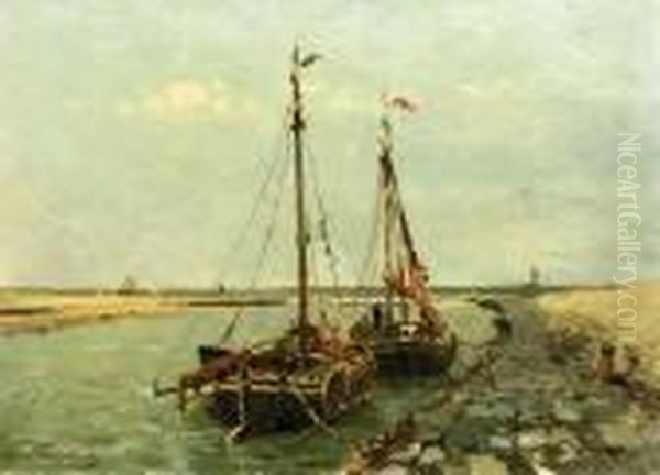 Moored Shrimp-fishing Vessels In The Estuary Of The 'oude Rijn', Katwijk Aan Zee - view 1