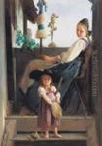 Girl And Her Mother by Adolphe Weisz