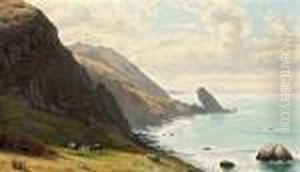 Coastal View With Cattle Grazing by Thaddeus Welch
