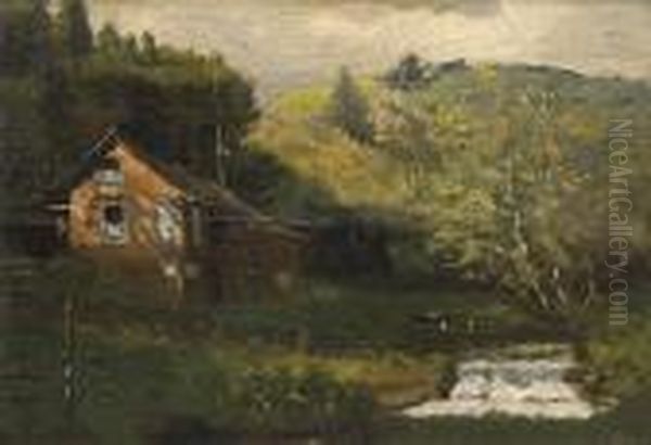 The Marin Coastline, 1897; A Cabin By A Creek (a Pair) - view 1