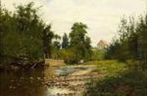 Cattle Watering At A Rocky Stream Bed