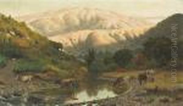 Cattle Crossing A Stream - view 1