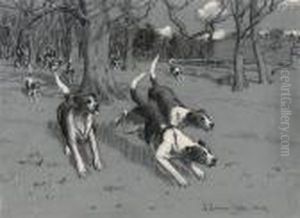 A Break Of The Warwickshire Hounds From Wroxton Park by John Sanderson Wells
