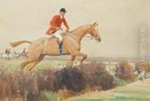 Chestnut Hunter Taking A Ditch by John Sanderson Wells