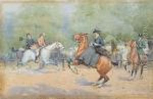 Riding At Rotten Row, Hyde Park by John Sanderson Wells