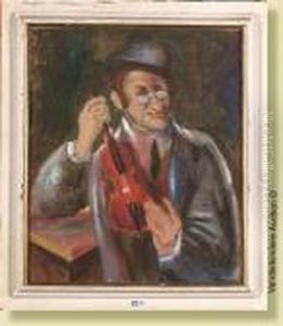 Levioloniste Juif, Aquarelle Sur
Papier. Signee En Bas A Droite A.wenbaum. Ecole Ukrainienne. Dim.:
50x42 Cm by Albert Wenbaum