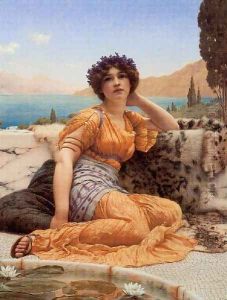 With Violets Wreathed And Robe Of Saffron Hue by John William Godward