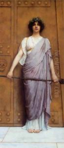 At the Gate of the Temple (or The Priestess of Bacchus) by John William Godward