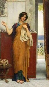 A Stitch in Time (Idle Thoughts) by John William Godward