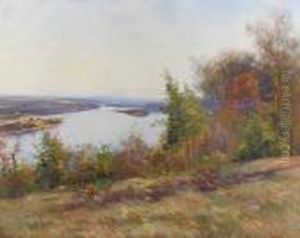 Autumn Trees Overlooking A River by William Wendt