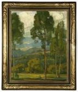 Valley View Through Eucalyptus Trees by William Wendt