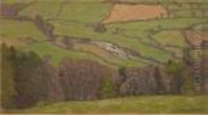 A Patchwork Of Fields Along A Meandering River by William Wendt
