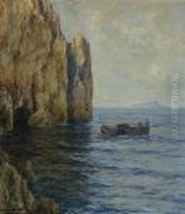Felsenkuste Auf Capri. by Albert Wenk