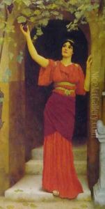 Young Girl Picking Grapes 2 by John William Godward
