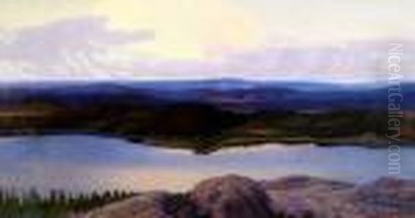 Varmlandskt Landskap I Aftonljus - view 1